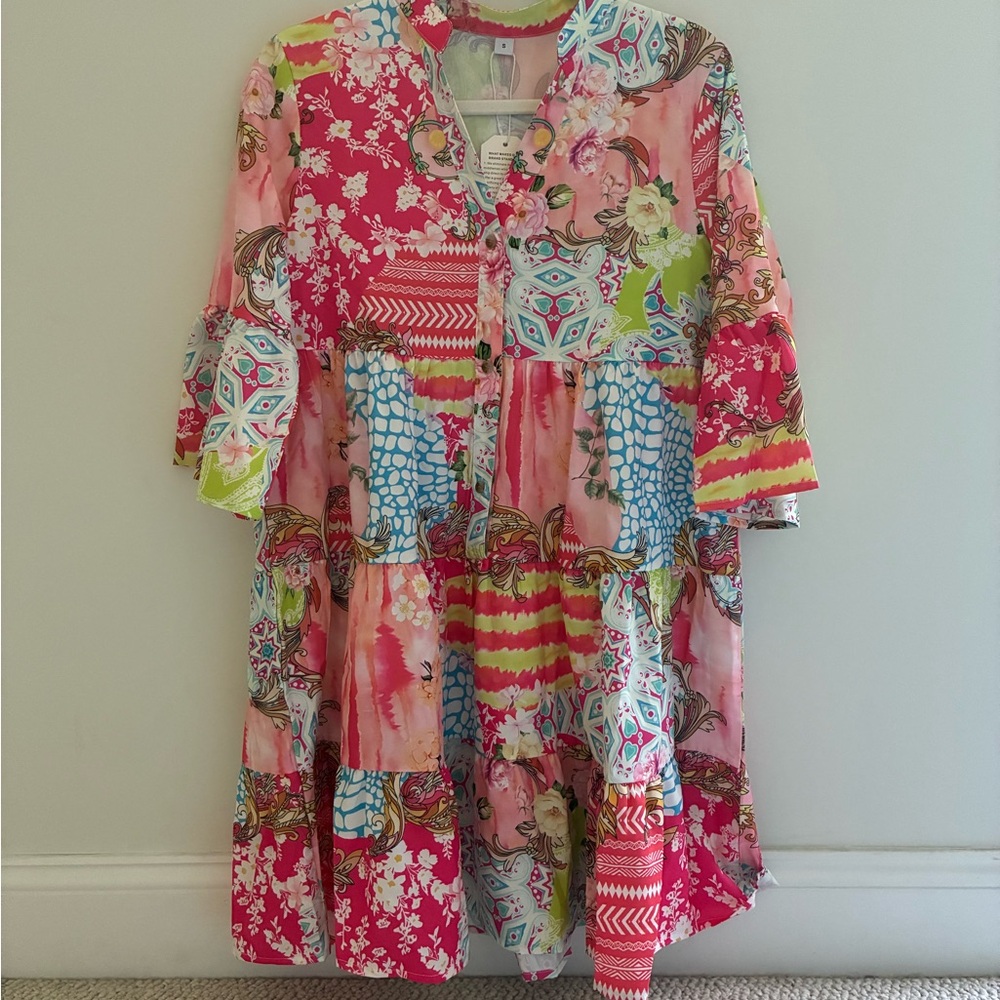 Colorful Floral Patchwork Dress